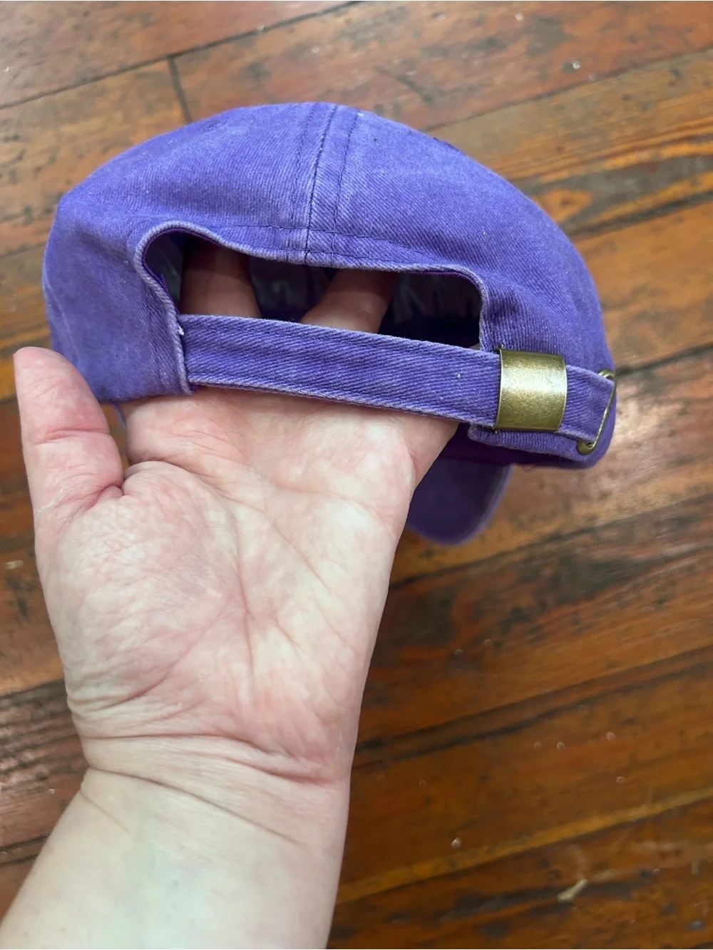 Upcycled distressed Louis Vuitton Purple Baseball Cap with Monogram patch